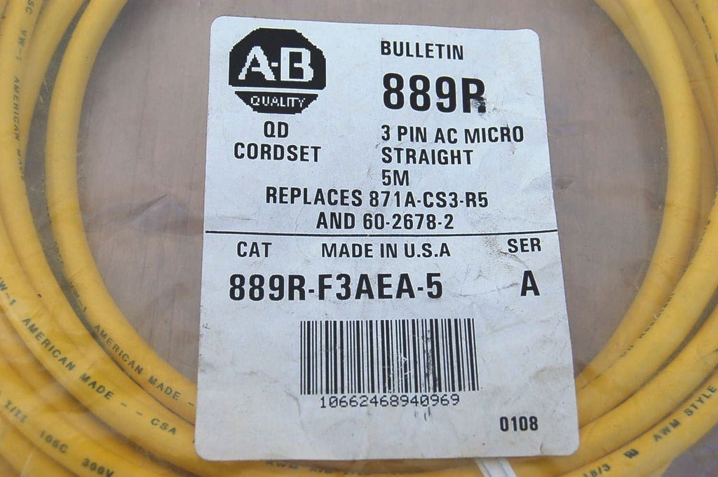 Allen Bradley 889 R (3 pin) AC Micro Straight Cable AB