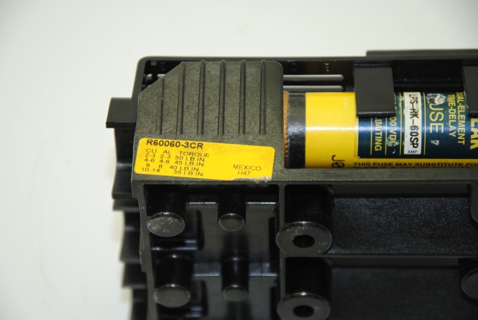 Bussman 3-Pole R60060-3CR Fuse Holder 600VA - 60A w/ (3) LPS-RK-60SP 60A Fuses