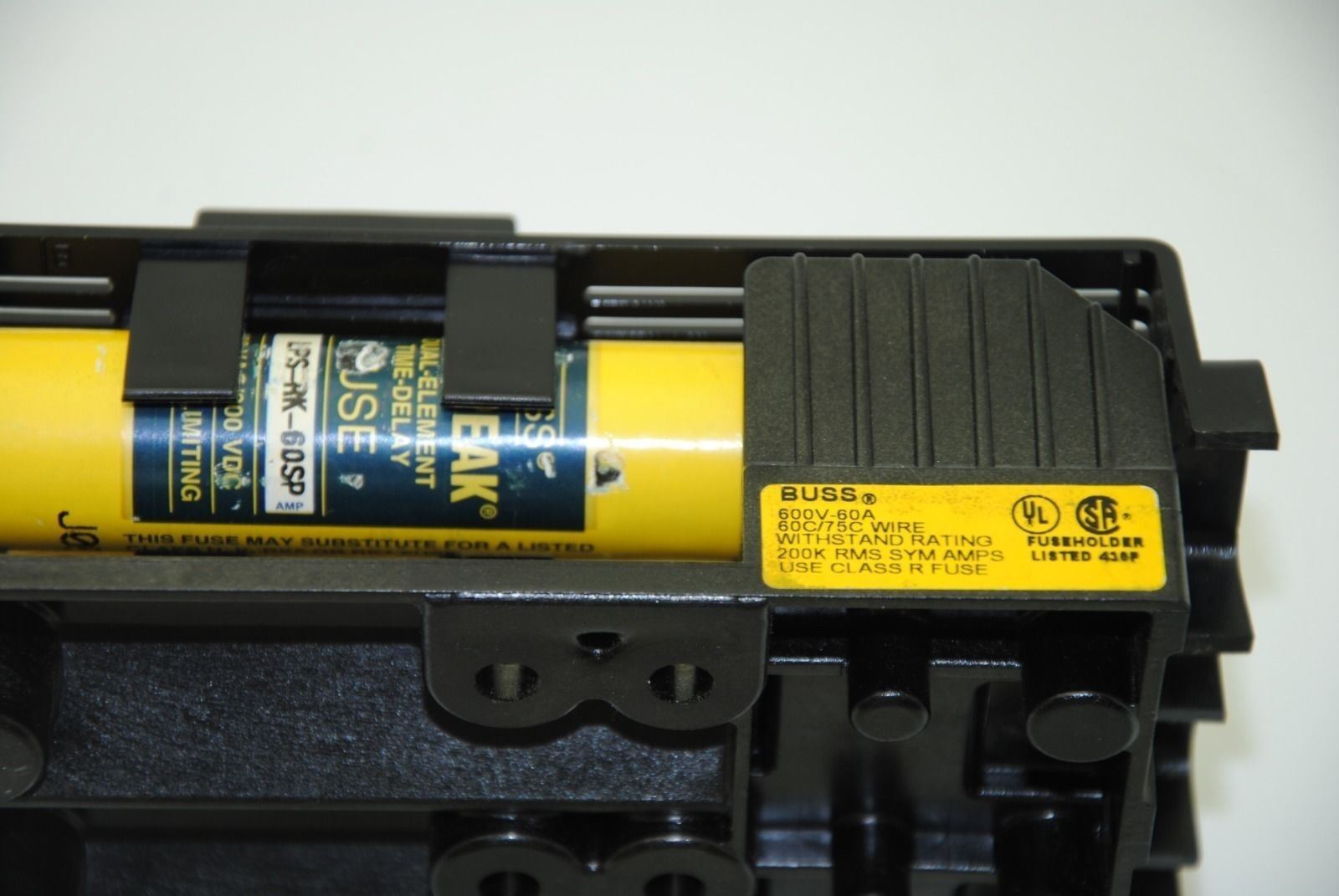 Bussman 3-Pole R60060-3CR Fuse Holder 600VA - 60A w/ (3) LPS-RK-60SP 60A Fuses