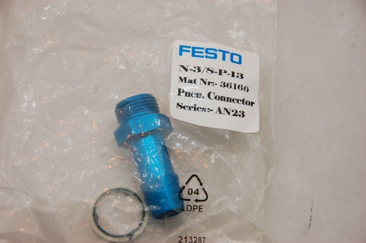 Festo n-3/8-p-13 Barbed Pneumatic Fitting  for 13mm ID Hose - Lot of 2