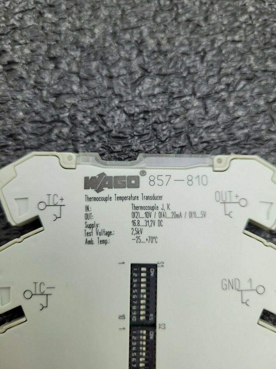 WAGO 857-810 Type J, K Thermocouple Temperature Transducer 24VDC Input Power