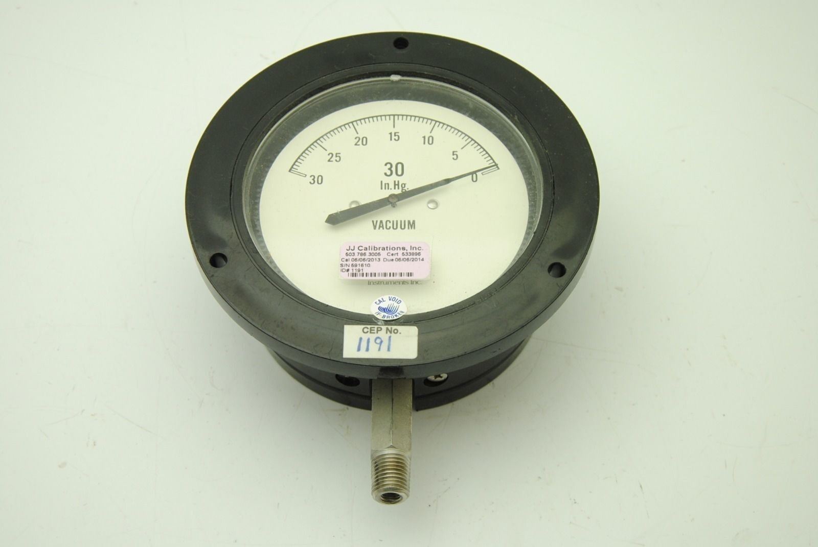 3D Instruments 25204-21B11, 4" Vacuum Gauge, -30" In.Hg. to 0