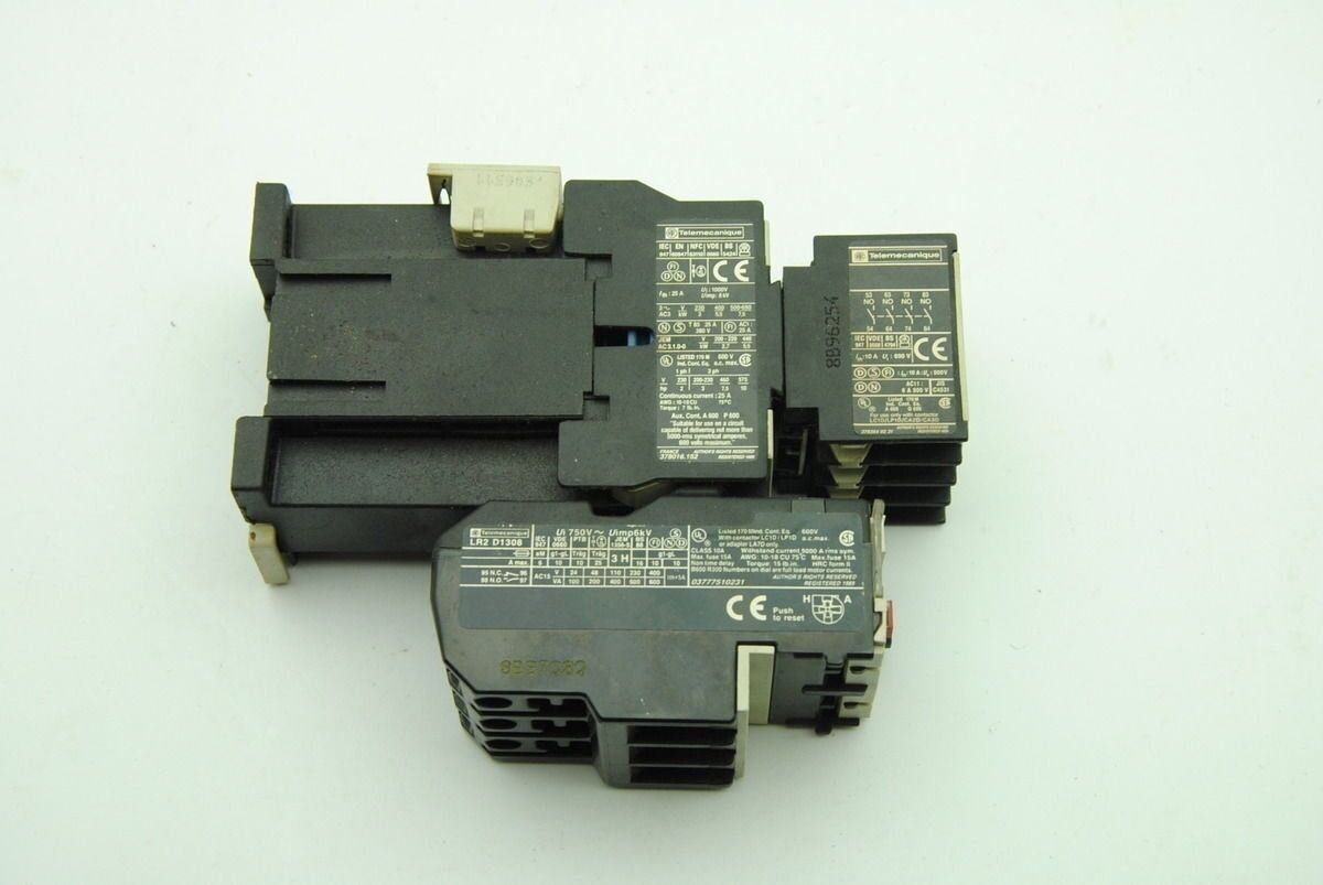 Telemecanique LP1 D12 10 Contactor, LR2 D13 Overload Relay & LA1 DN 40 Aux