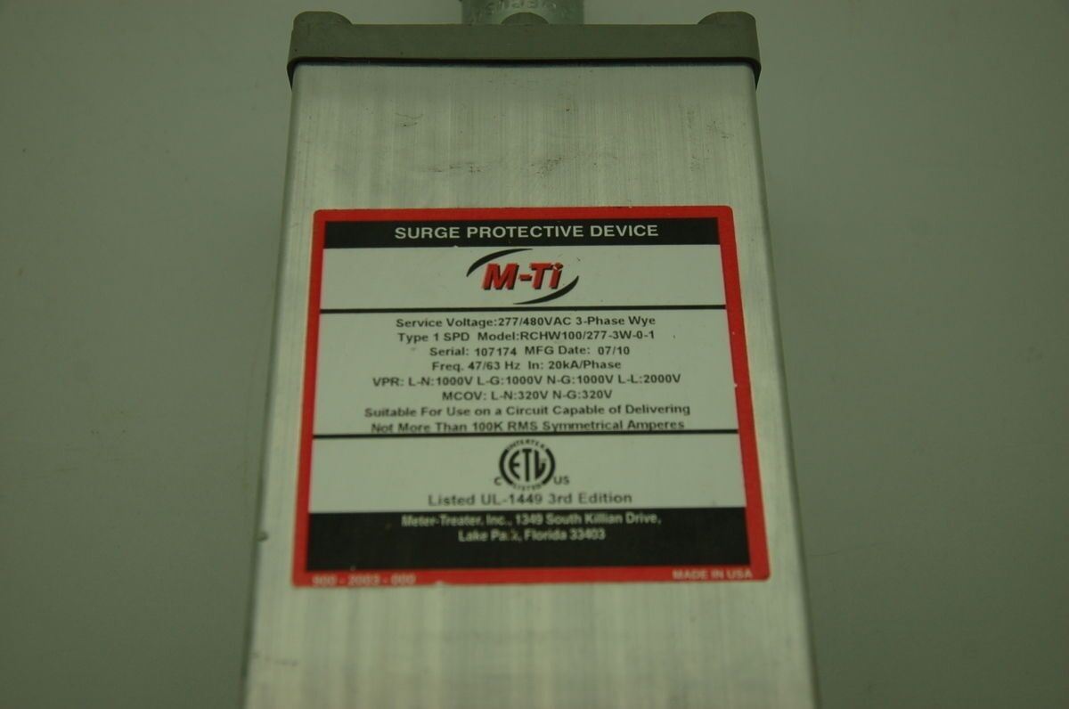Meter-Treater M-Ti AC Line Surge Protector Device RCHW100/277-3W-0-1