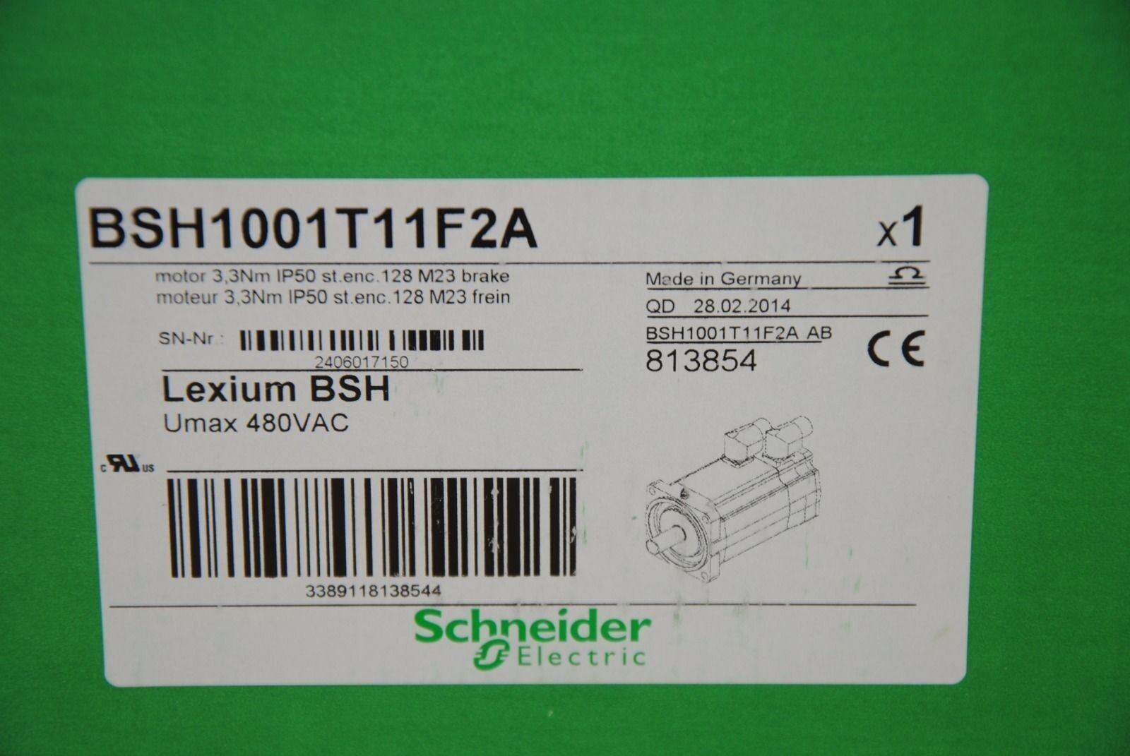 Schneider Electric BSH1001T11F2A Servo Motor 480VAC w/ Brake - NEW