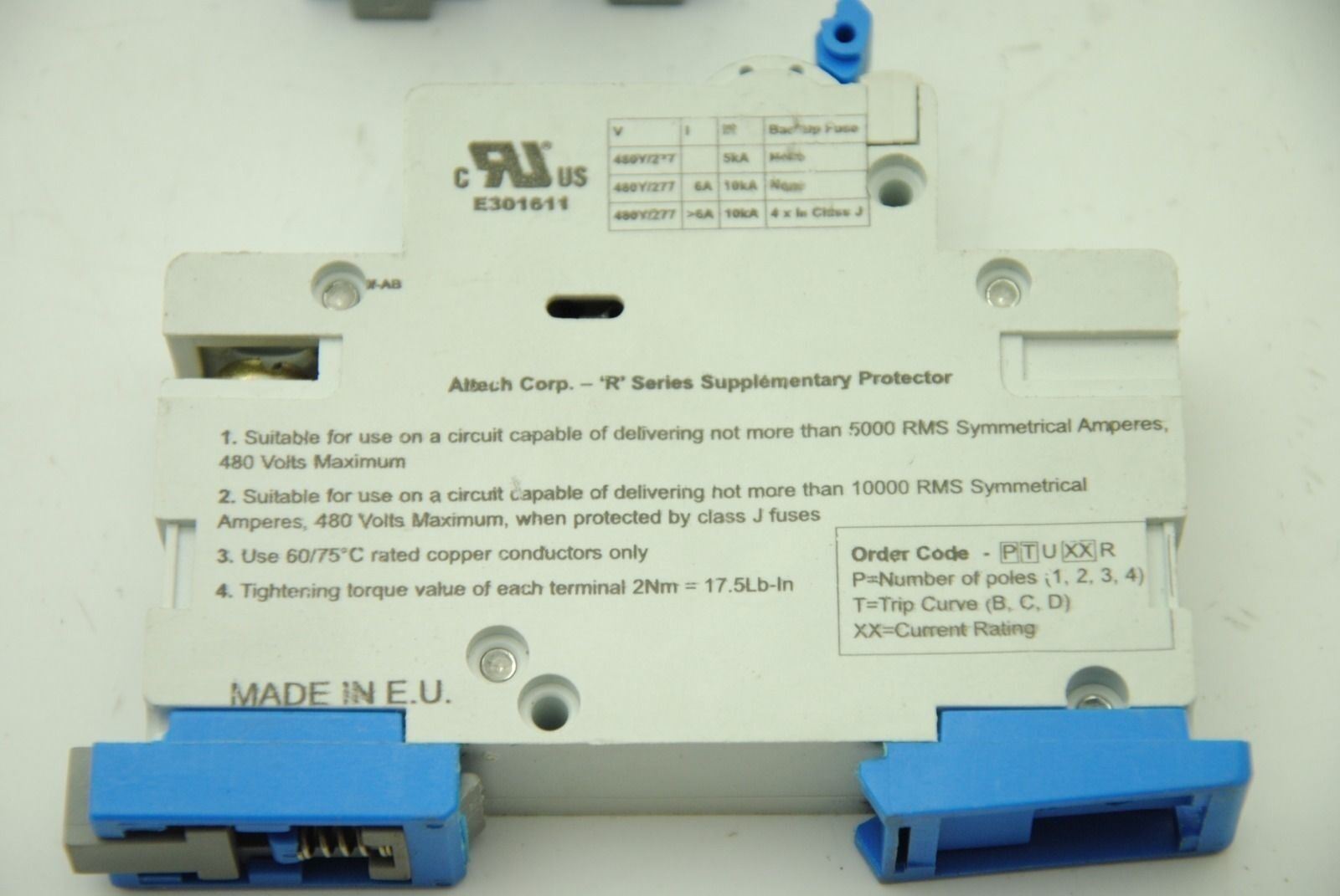 Lot of (3) Altech 1-Pole 6A 277V Circuit Breakers
