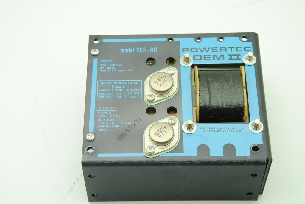 POWERTEC 2C5-6B Dc Power Supply 115/230VAC 47-63Hz .82A/.41A