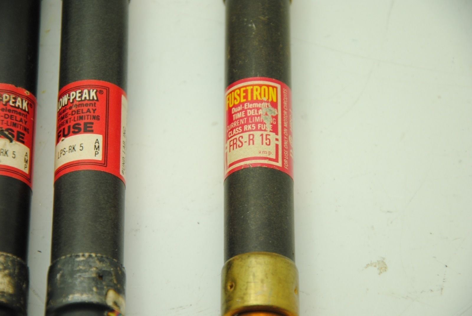 Bussman Fusetron (6) LPS-RK 5 Amp (1) FRS-R 15 Amp, Lot of 7 Fuses