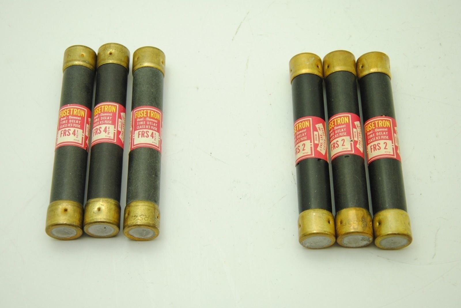 Bussmann Fusetron, (3) FRS-R 4-1/2 Amp (3) FRS-2 Amp Fuses, Lot of 6
