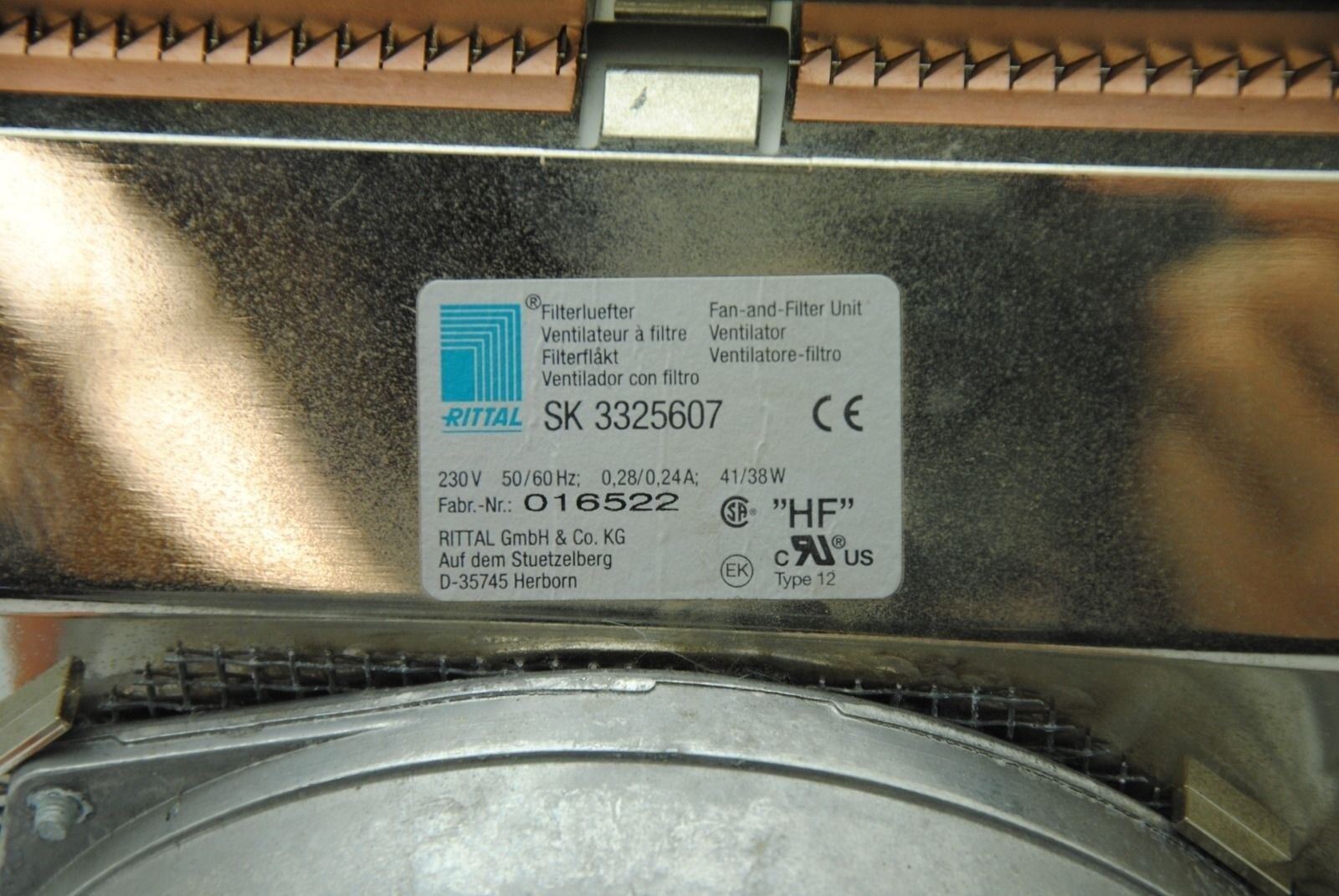 Rittal SK 3325607 Grate 6" Ebmpapst W2S130-AA03-71 Fan 9" Filter 230V 2800rpm