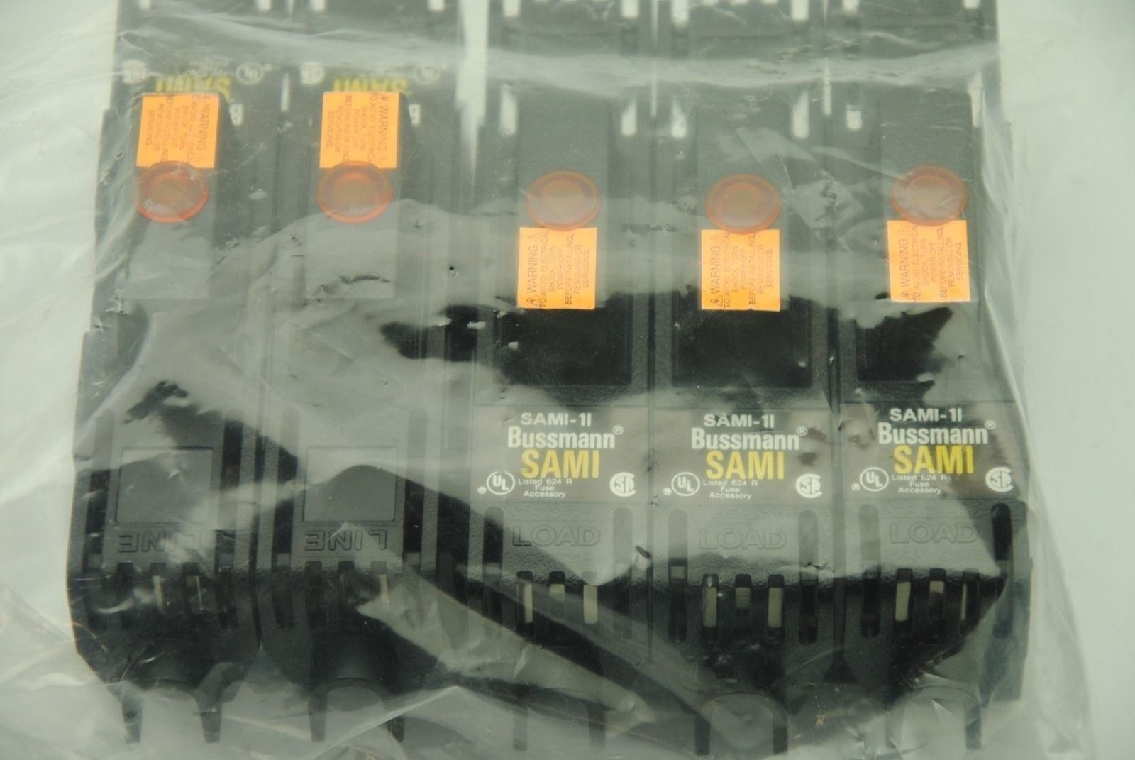 BUSSMAN SAMI-1I, Fuse Holders, Lot of 2, (1) 2-Pole and (1) 3 Pole