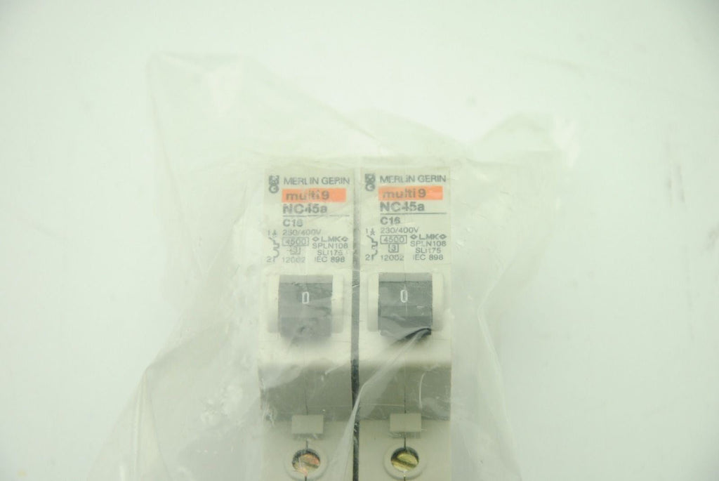 MERLIN GERIN Multi9 NC45a C16, Single-Pole Circuit Breaker, Lot of 2