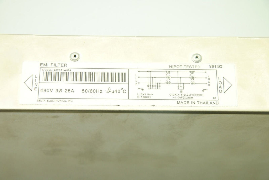 DELTA ELECTRONICS 26TDT1W4B4, EMI Line Filter 480V 26A 50/60Hz