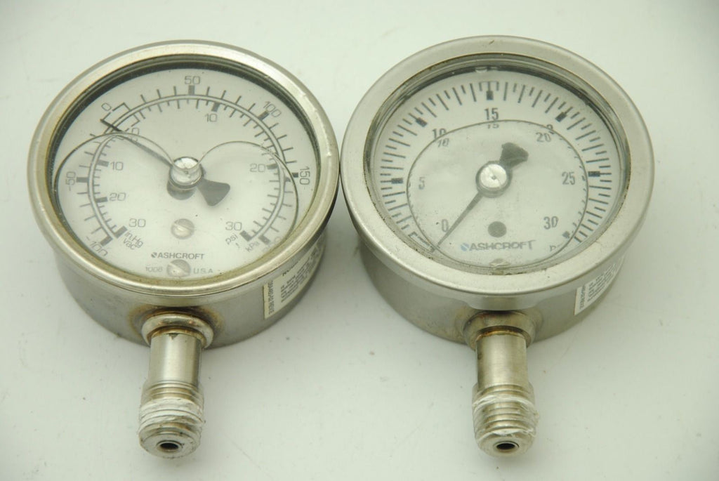 Ashcroft 30PSI, 2-1/2" Liquid Filled Pressure Gauges, Lot of 2