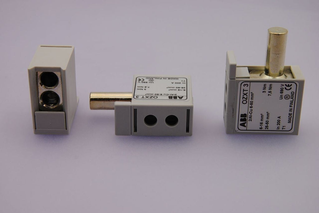 3x ABB 1SCA022639R0720 OZXT3 Terminal Set Clamps Breaker Expander 1 to 2 1/0 AWG