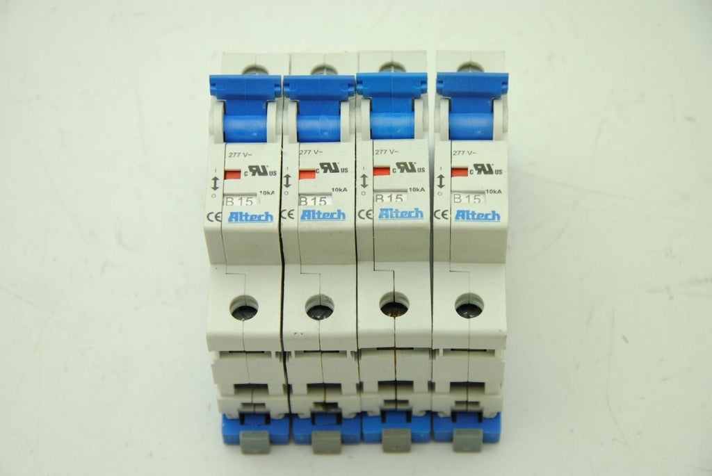 Altech Corp. B15, 10kA 1-Pole Circuit Breakers, Lot of 4