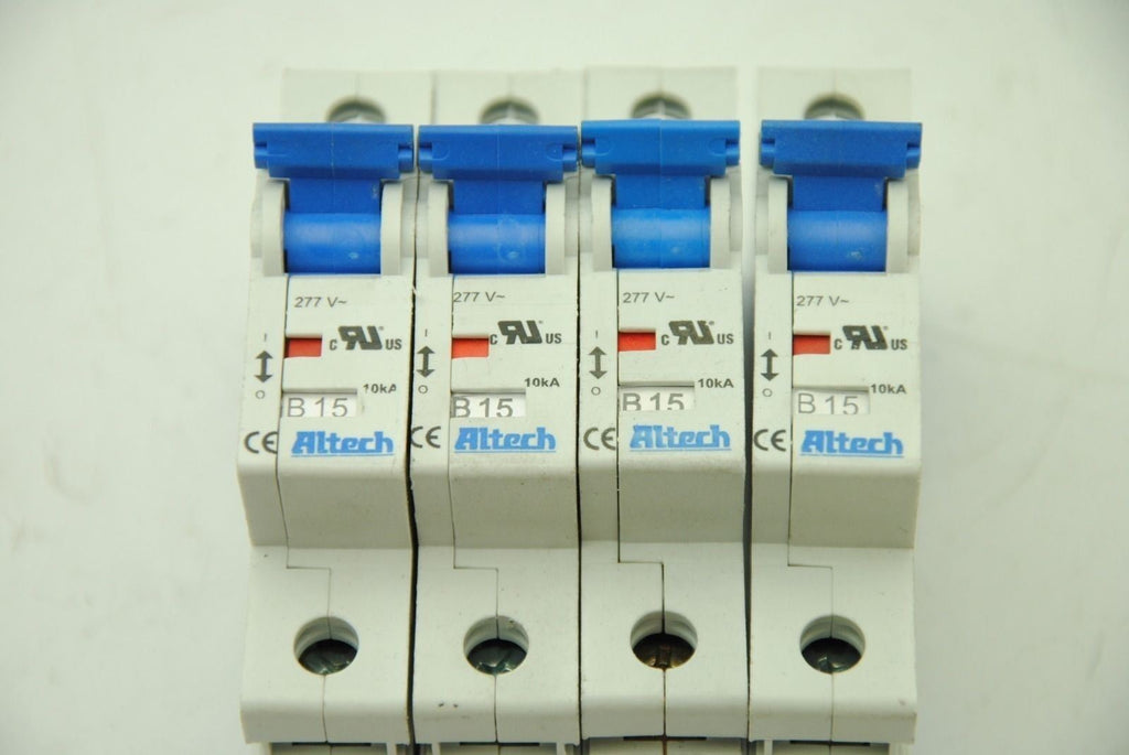 Altech Corp. B15, 10kA 1-Pole Circuit Breakers, Lot of 4