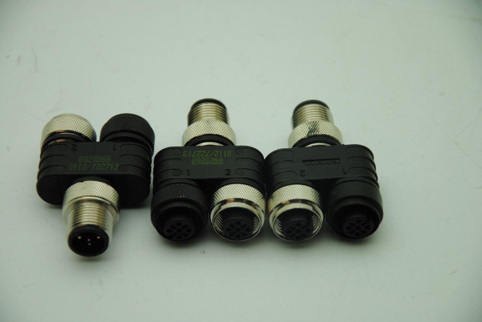 ESCHA 8020268, T Junction Connectors, 5-Pin M w/ 2 5-Pin Female, Lot of 3