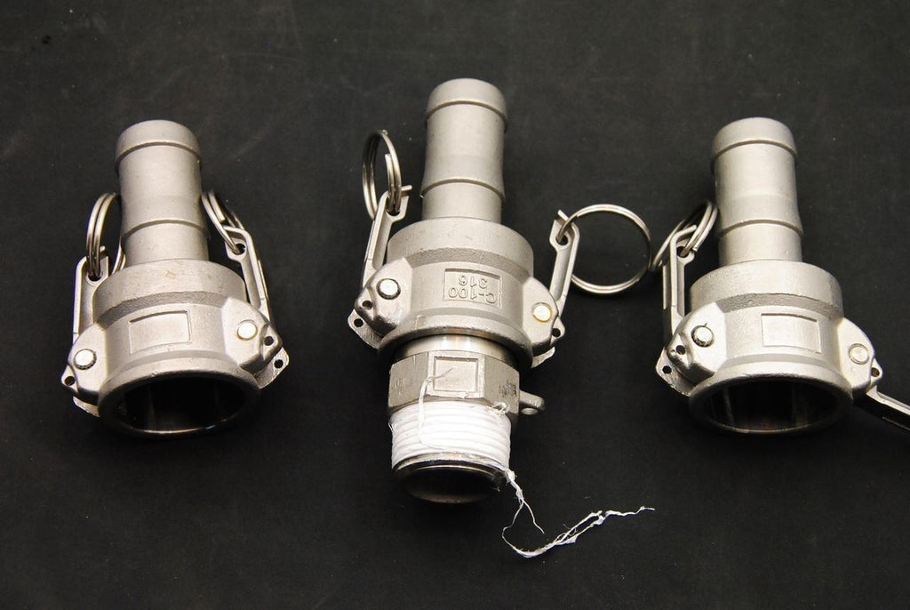 Hoffman Fluid Power Hal-C100 316 & F100 1" Cam Lock Connector Fire Hose Lot of 3