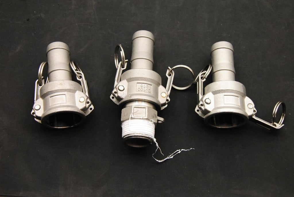 Hoffman Fluid Power Hal-C100 316 & F100 1" Cam Lock Connector Fire Hose Lot of 3