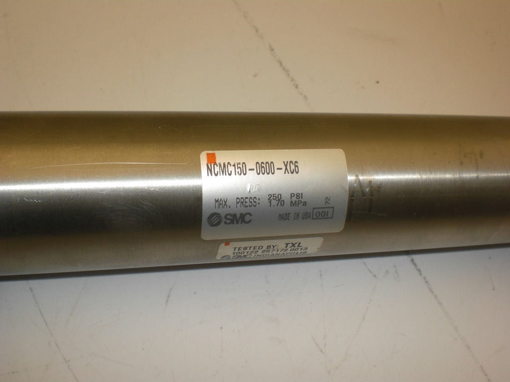 SMC NCMC150-0600-XC6 Pneumatic Cylinder, 6" Stroke, 1.5" Bore