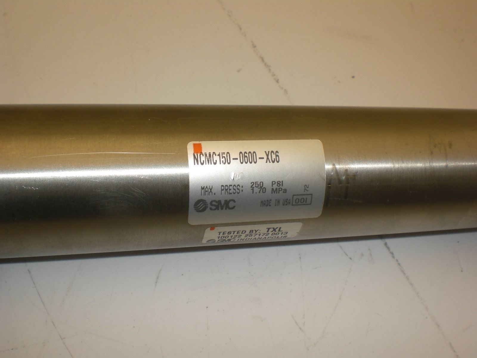 SMC NCMC150-0600-XC6 Pneumatic Cylinder, 6" Stroke, 1.5" Bore