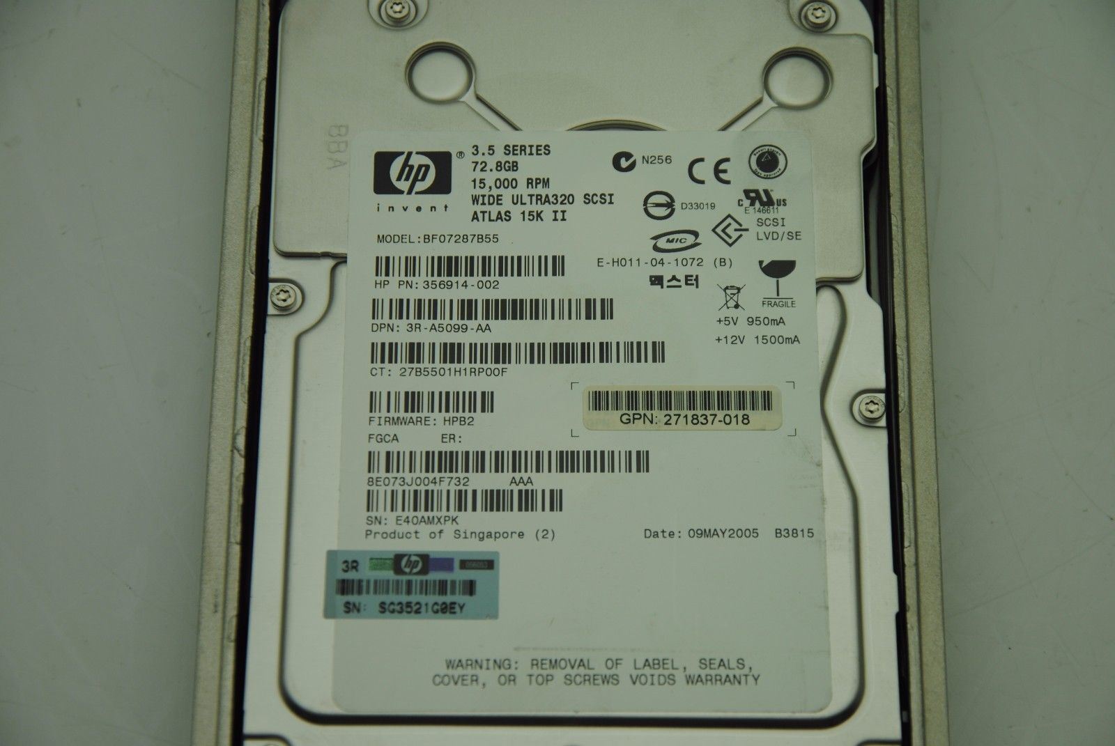 HP BF07287B55, 15K Hard Drive, Lot of 4