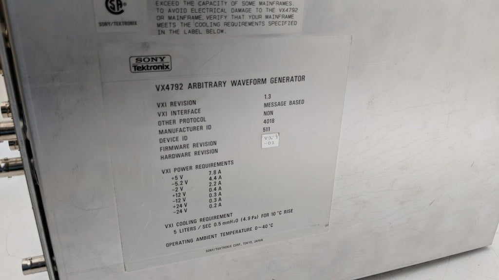 Sony Techtronix VXI VX4792 Abritrary Waveform Generator (Parts or Repair)