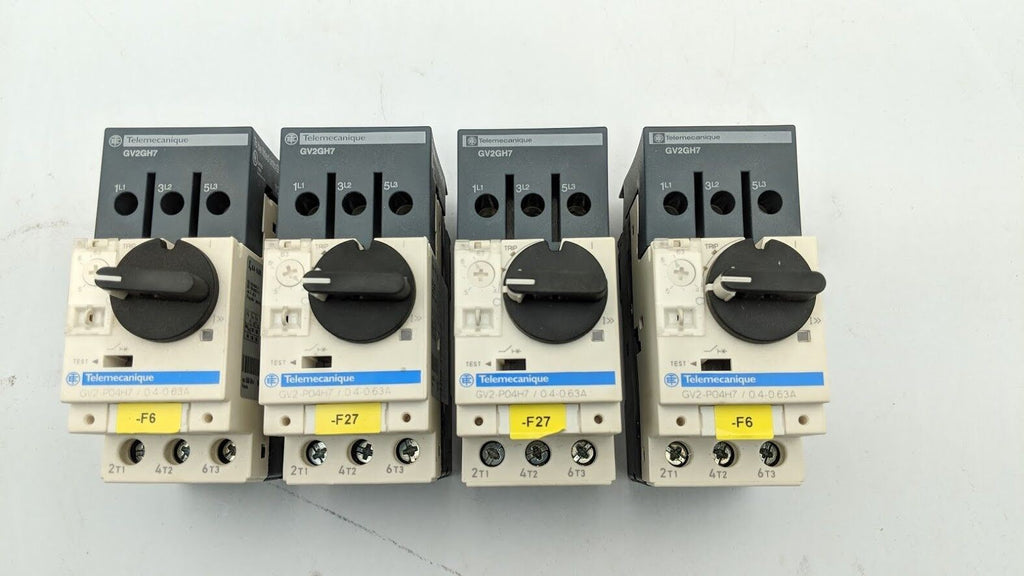4x Schneider TELEMECANIQUE GV2-P04H7 Motor Circuit Breaker 3PH 0.4-0.6A GV2GH7