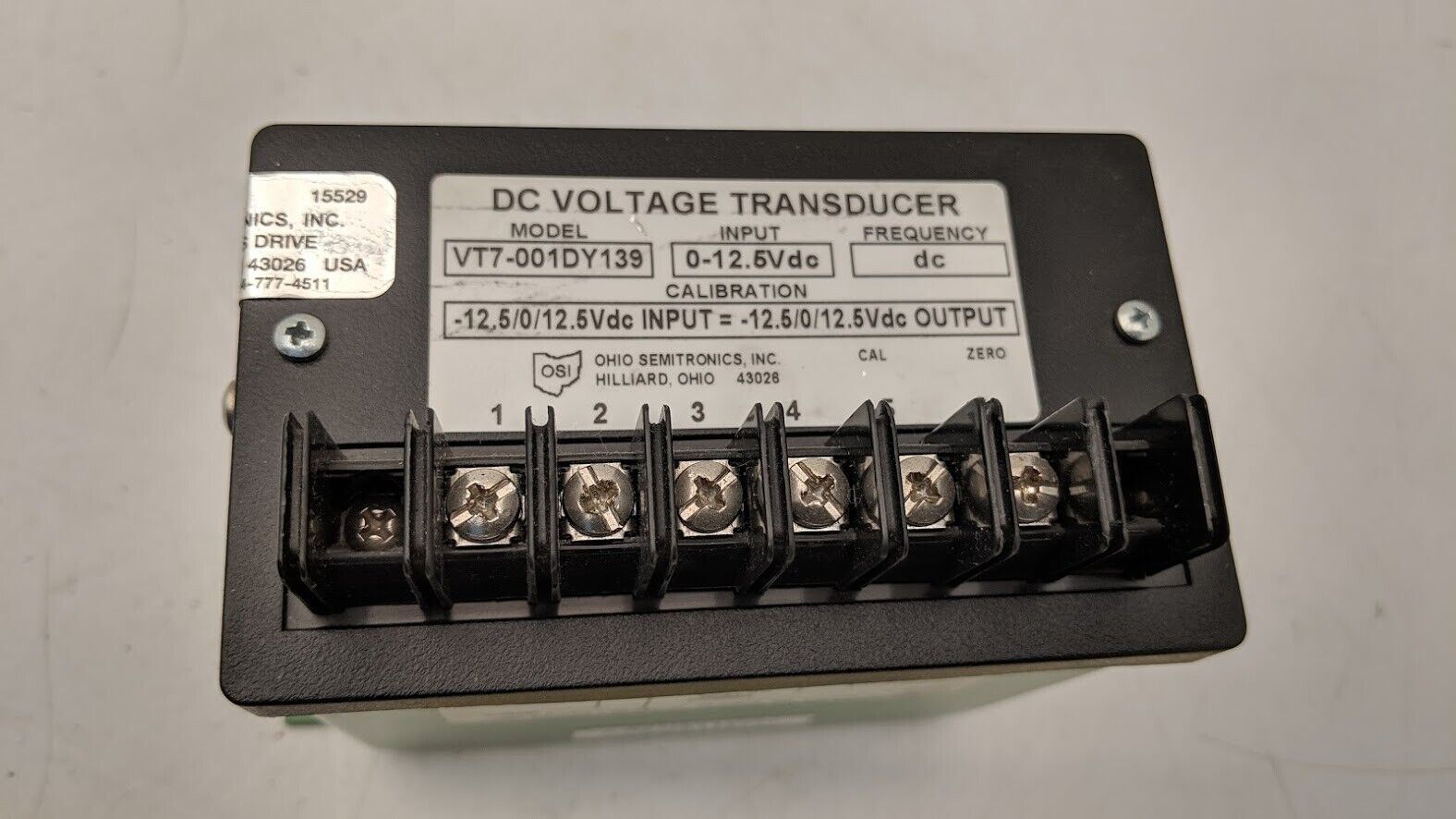OSI Ohio Semitronics DC Voltage Transducer VT7-001DY139 0-12.5VDC Input