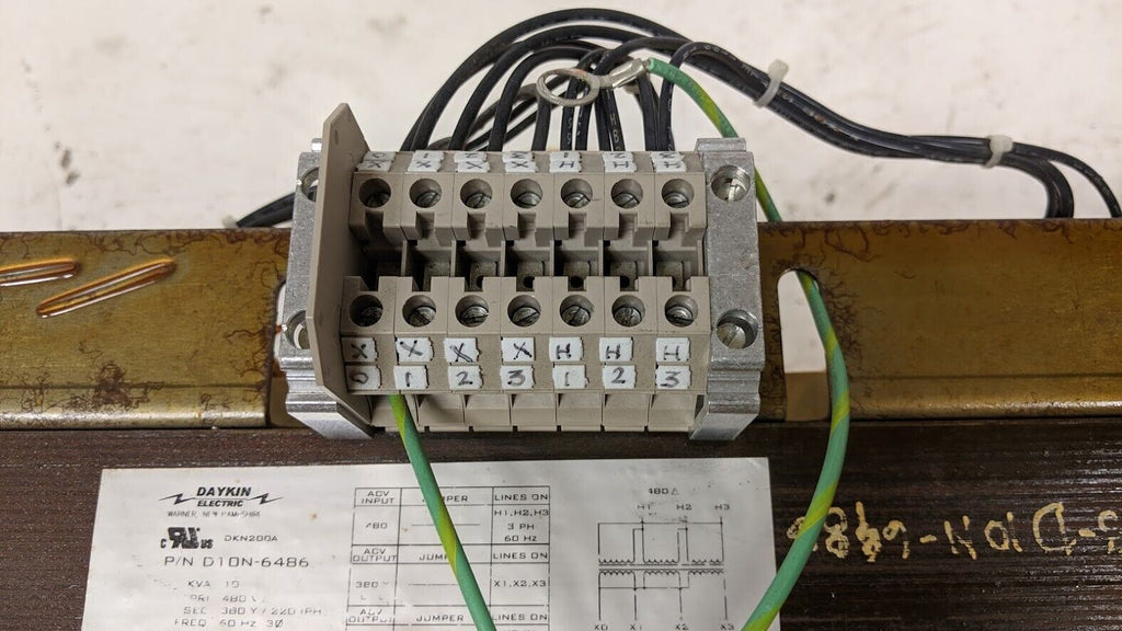 Warner Power Daykin Electric D10N-6486 10KVA Transformer 480VAC to 380Y/220 1PH