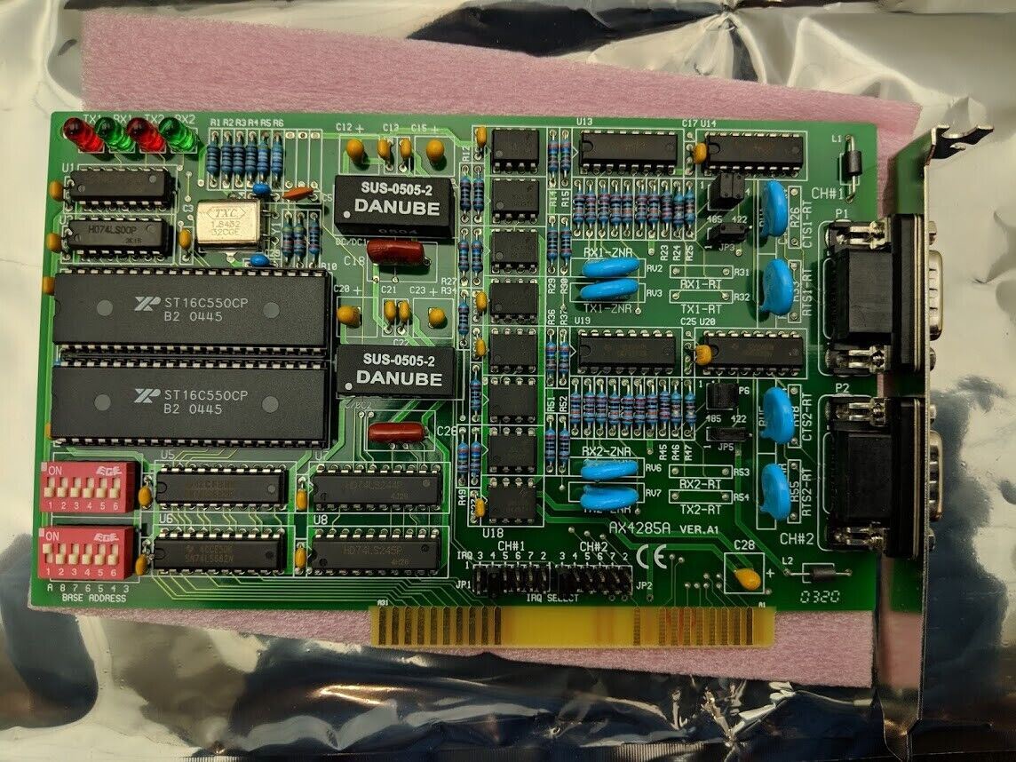Industrial Automation ISA Bus Data Acquisition AX4285A Serial 2x RS422/485 Card