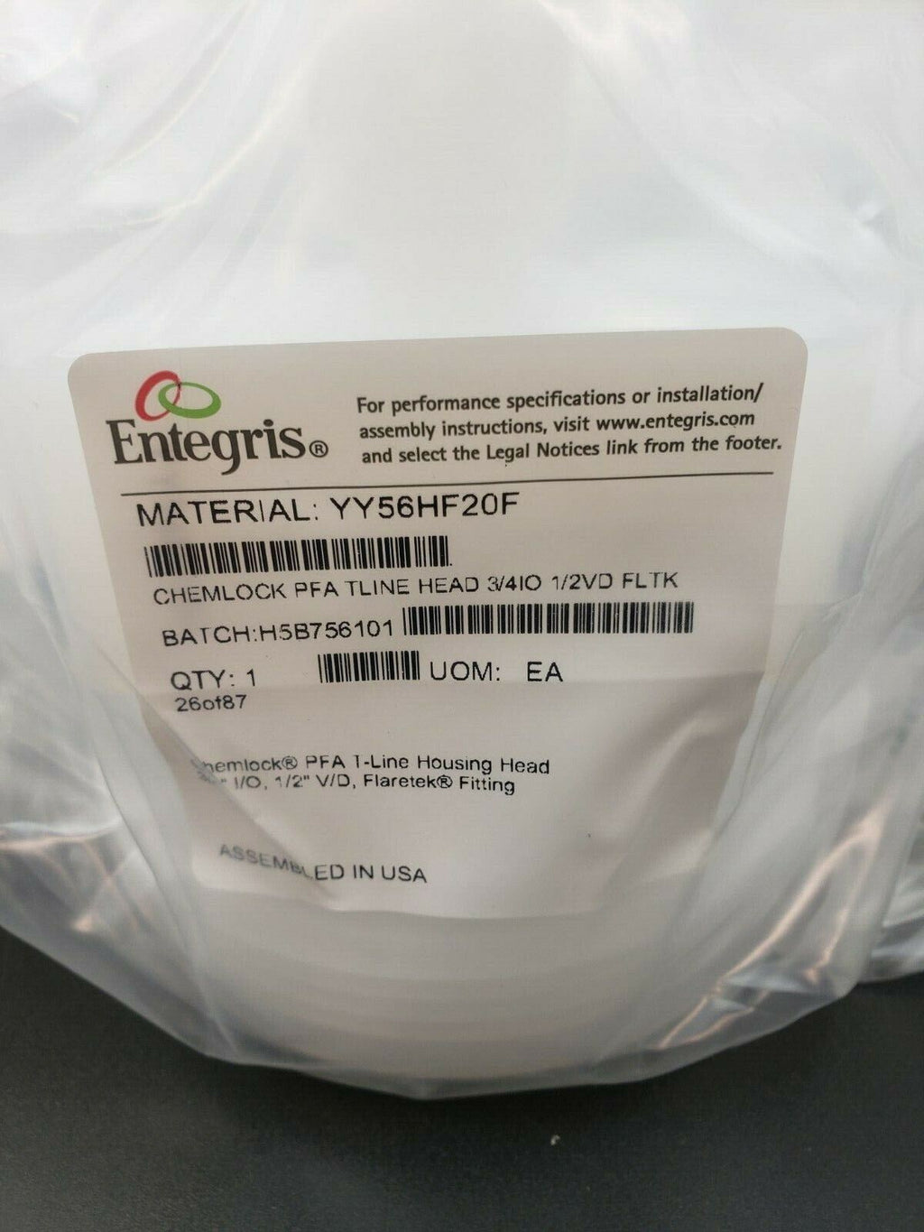 New Entegris Chemlock Filter YY66B1280 Housing & YY56HF20F Housing Head