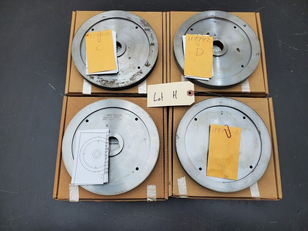 4x Turner Grooved 8" Diamond Plated Grinding Wheel Sapphire 800 Grit (H)