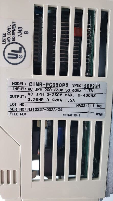 YASKAWA ELECTRIC CIMR-PCD20P2 Variable Frequency Drive .25HP 3PH 230VAC 0-400Hz