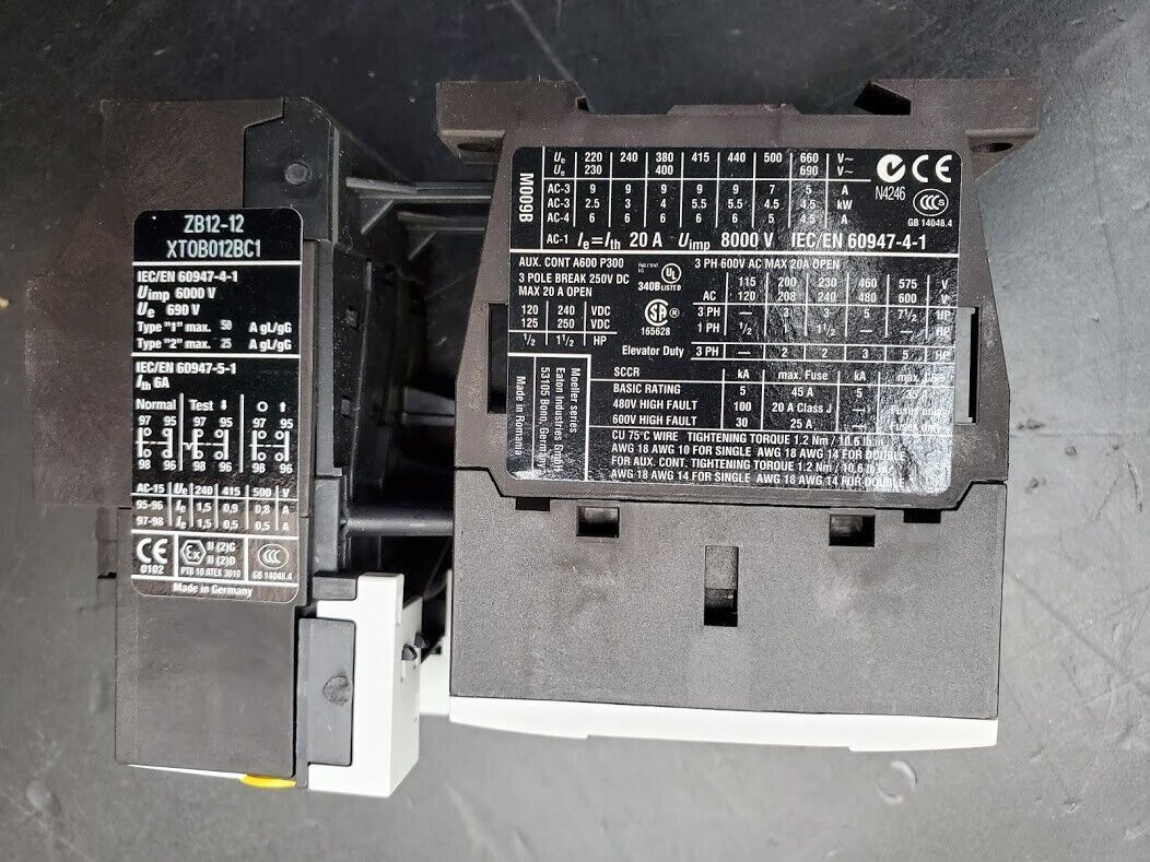 Eaton DILM9-10 24V Coil 3PH 690V 20A Contactor 4 Pole ZB12-12 Overload Relay