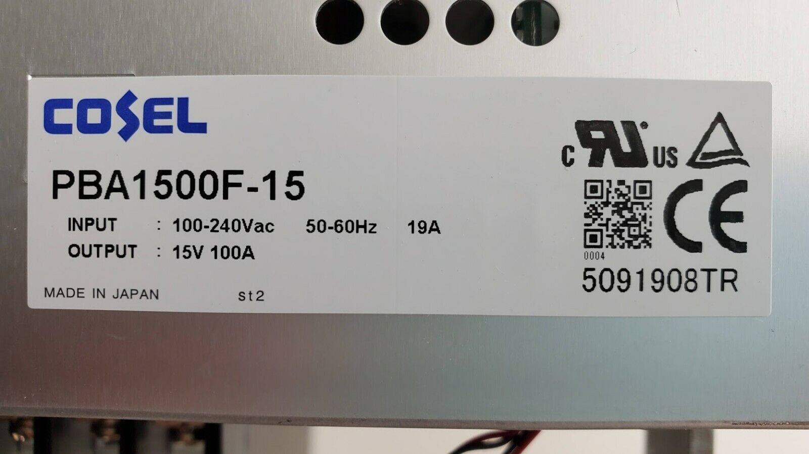 COSEL PBA1500F-15 Power Supply w/ NAC-20-472 Noise Filter 100-240Vac 15V DC 100A