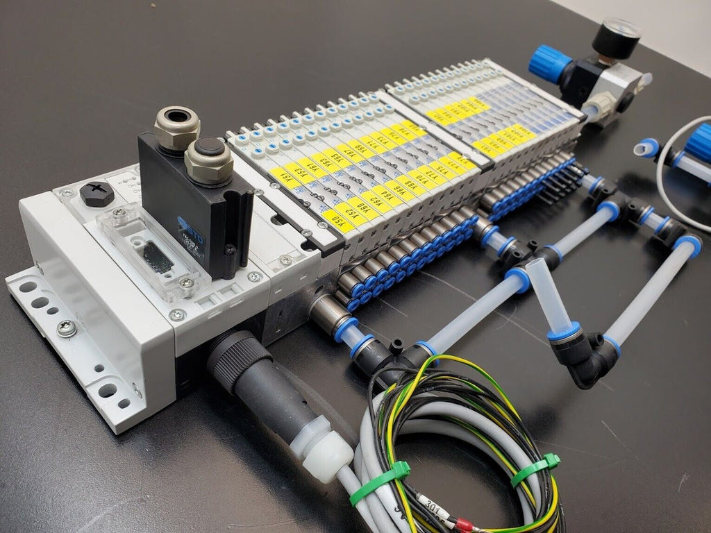 Festo Pneumatic 24 Valve Block Manifold CPX-GE-EV-S CPX-FB13 Regulator, Sensor