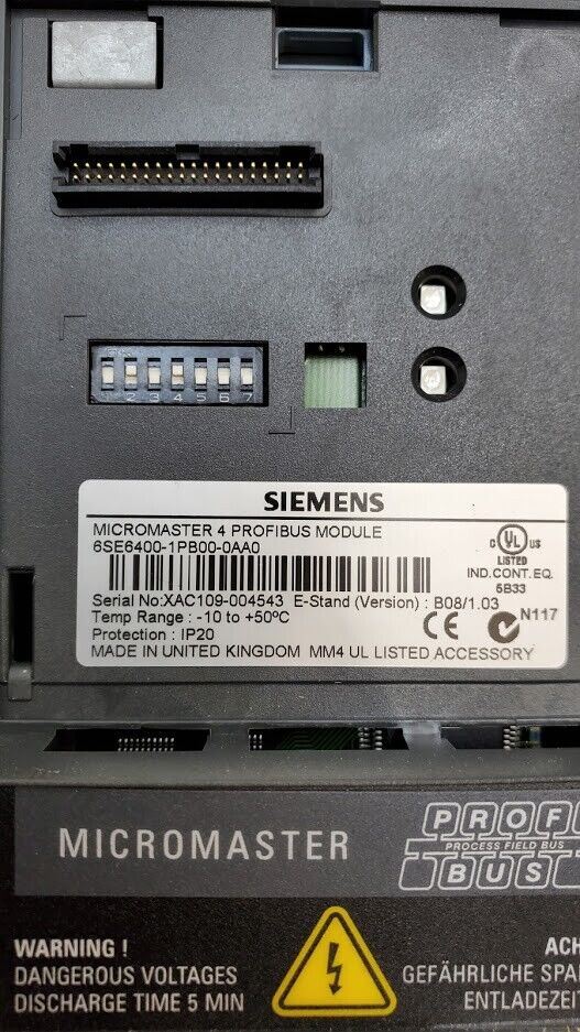 Siemens Micromaster 420 Drive 6SE6420-2AB15-5AA1 w/ 6SE6400-1PB00-0AA0 Module