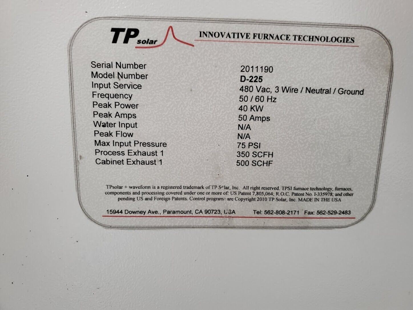 TP Solar D-225 Solar Infrared Dryer Wafer Furnace Annealing Oven 10"x 110"
