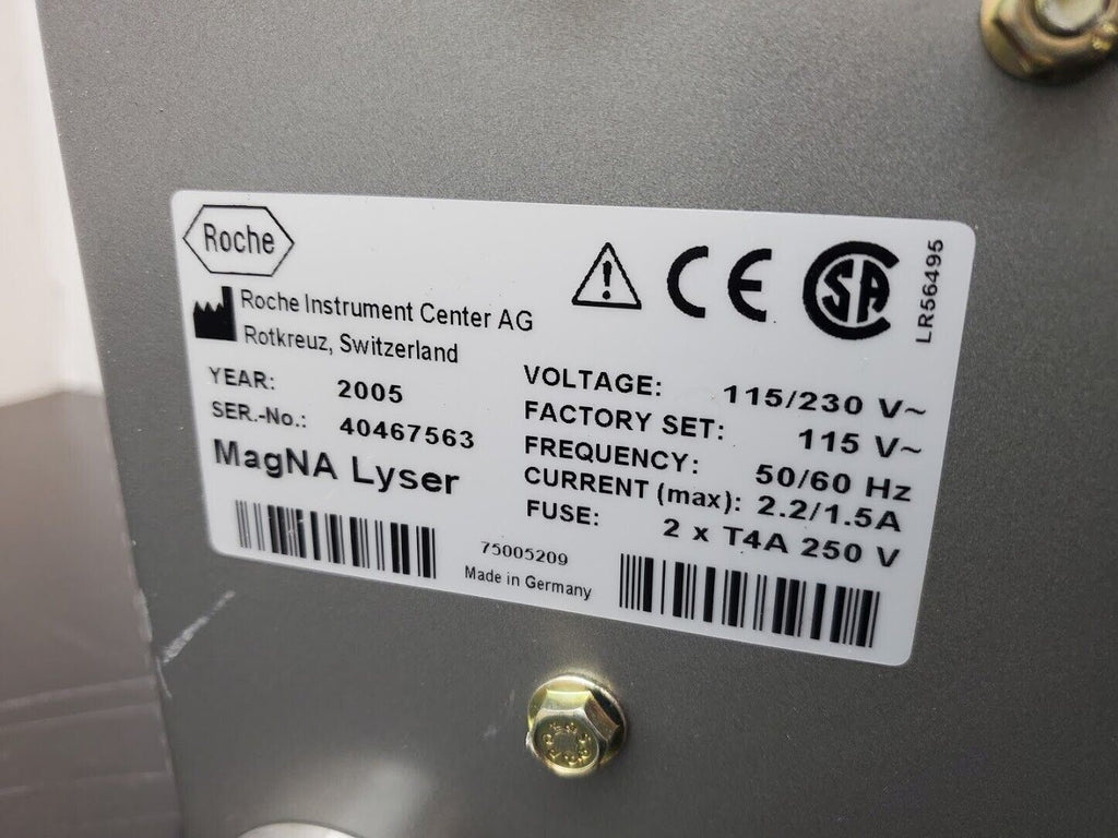 Roche MagNA Lyser Benchtop Homogenizer 7000 RPM  115VAC Tested Working yr: 2005
