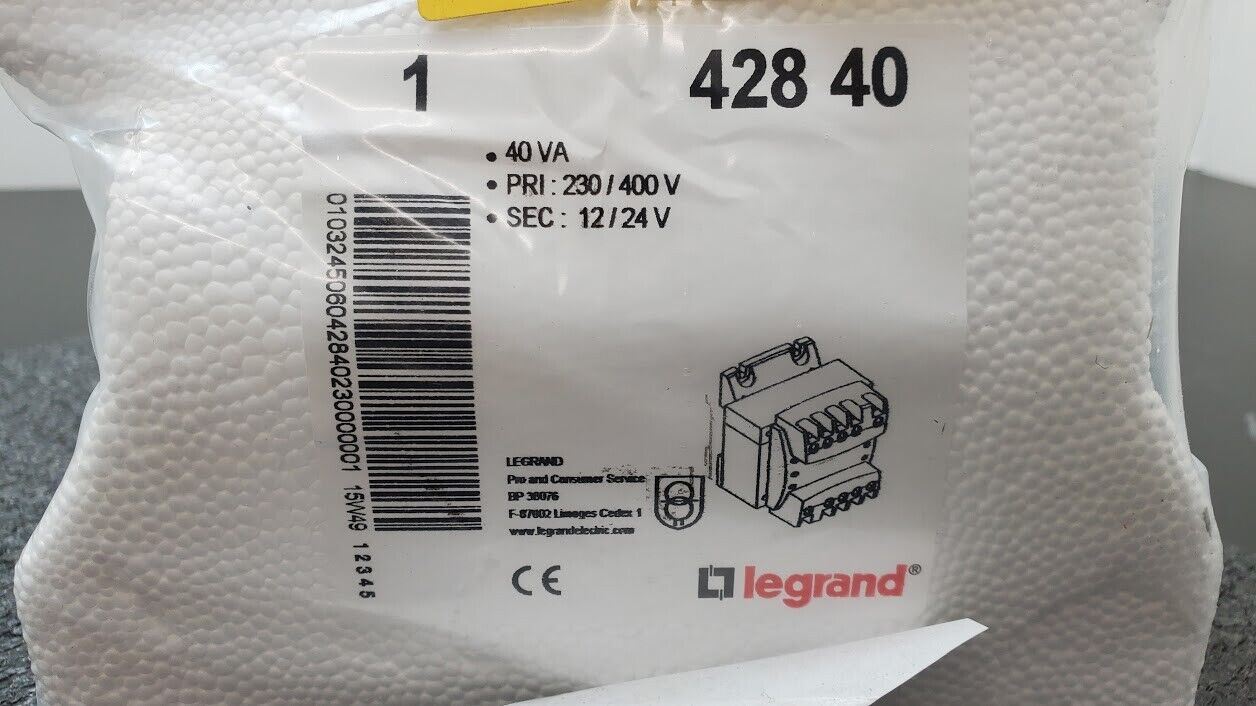 LEGRAND 42840 Control Panel Transformer 1-Phase PRI 230-400V SEC 12-24V  40VA