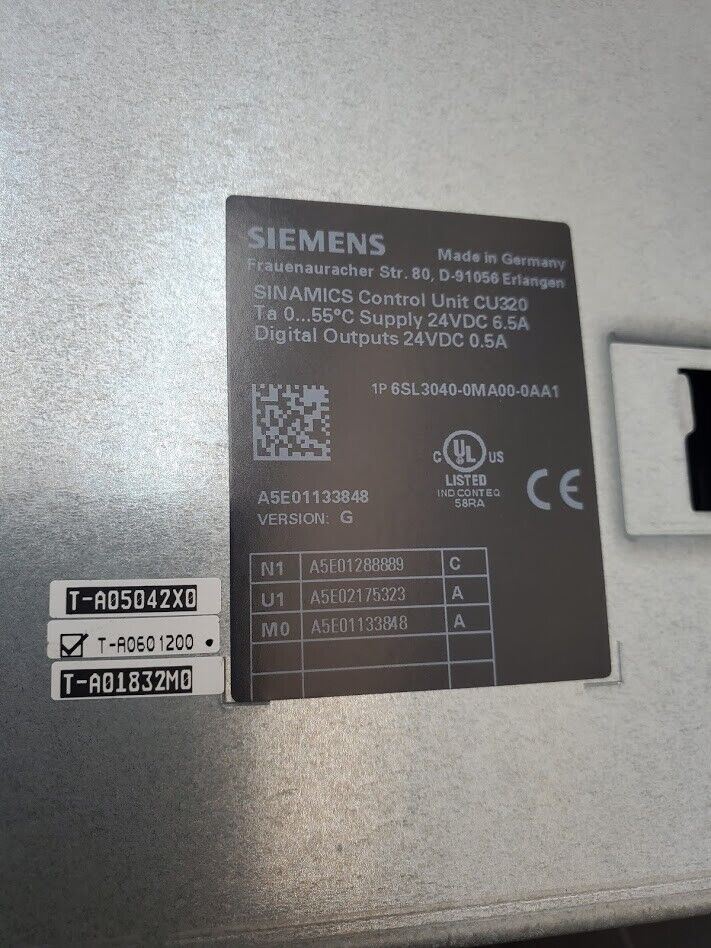 Siemens Sinamics Control Unit 6SL3040-0MA00-0AA1 CU320 S120 Version G w/CF Card
