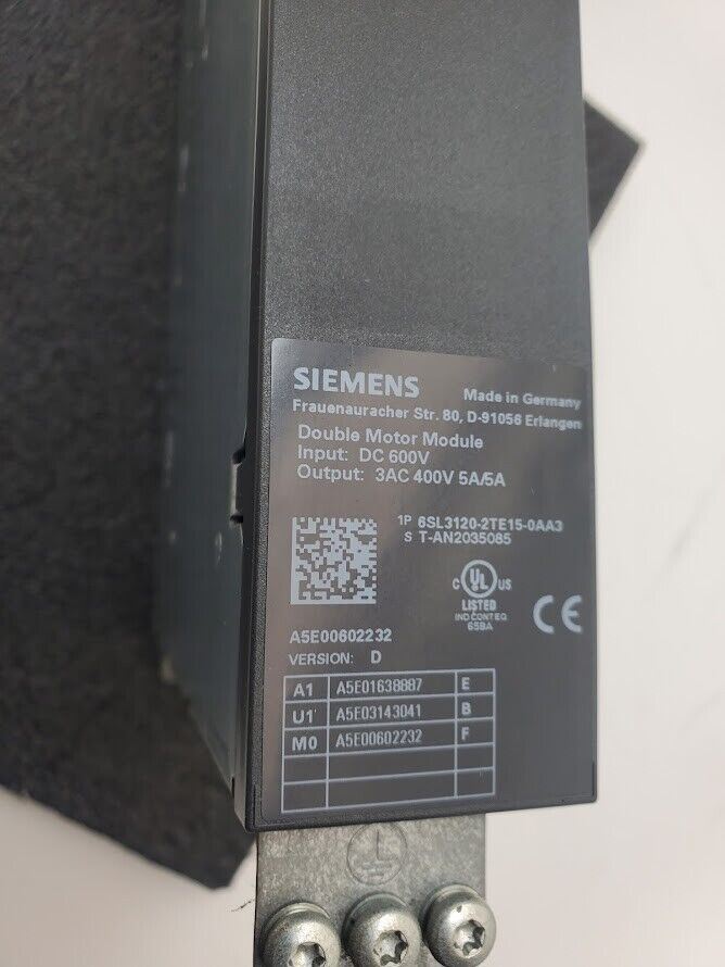 Siemens Sinamics S120 Double Motor Module 6SL3120-2TE15-0AA3