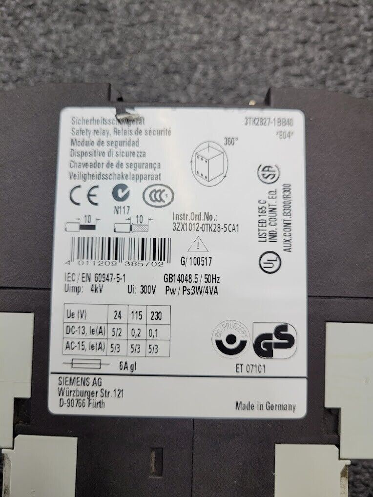 Siemens 3TK2827-1BB40 Sirius 2 Channel Safety Relay 3TK28 24VDC 0.5-30 Seconds