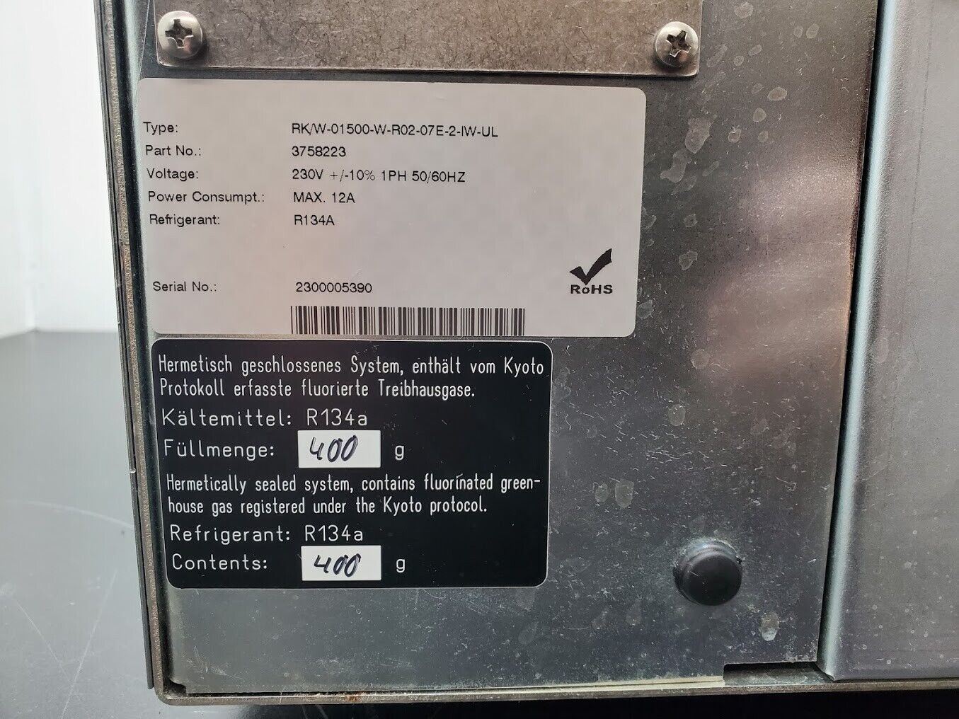 HIB Hydac Industrial Coherent 532nm Laser Chiller RK/W-01500-W-R02-07E-2-IW-UL