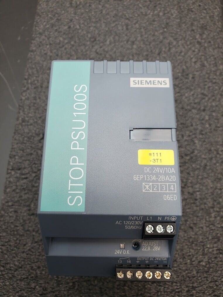 SIEMENS SITOP PSU100S DC Modular DIN Rail Power Supply 24V 10A 1PH 6EP1334-2BA20