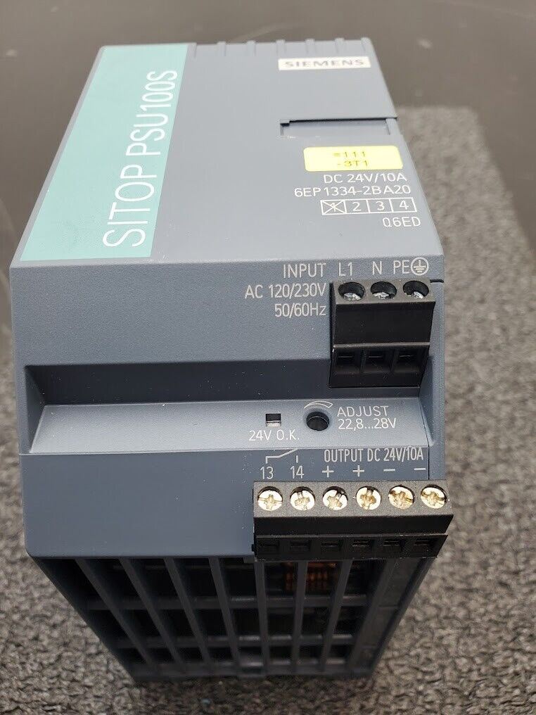 SIEMENS SITOP PSU100S DC Modular DIN Rail Power Supply 24V 10A 1PH 6EP1334-2BA20