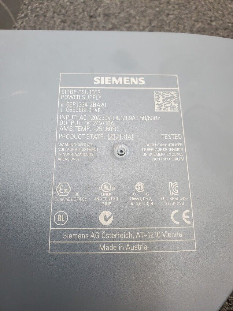SIEMENS SITOP PSU100S DC Modular DIN Rail Power Supply 24V 10A 1PH 6EP1334-2BA20