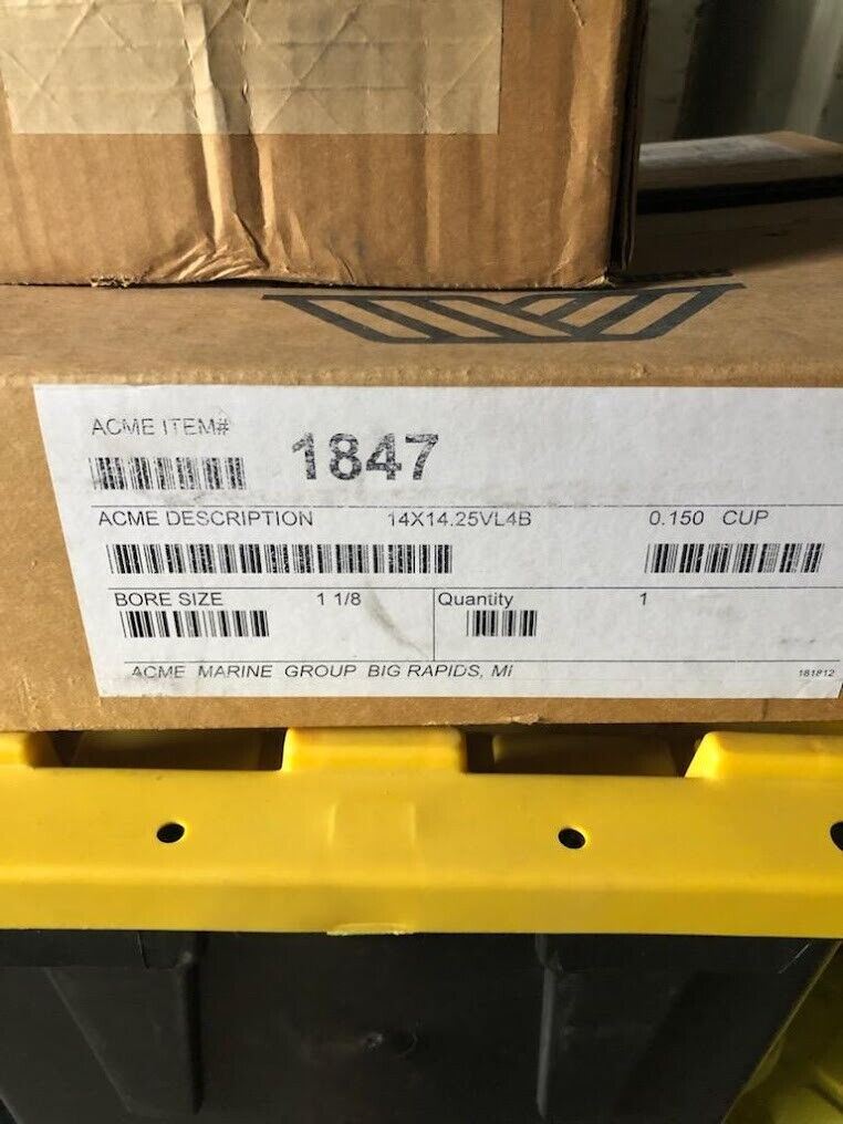 ACME 1847 14 x 14.25 1 1/8" Shaft Keyed Left Hand LH New Boat Propeller 0.15 CUP